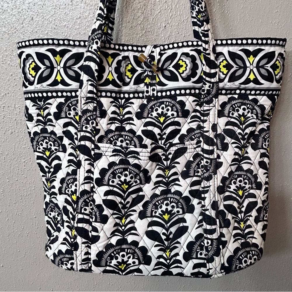 Vera Bradley Black and White Fanfare Damask Tote Bag